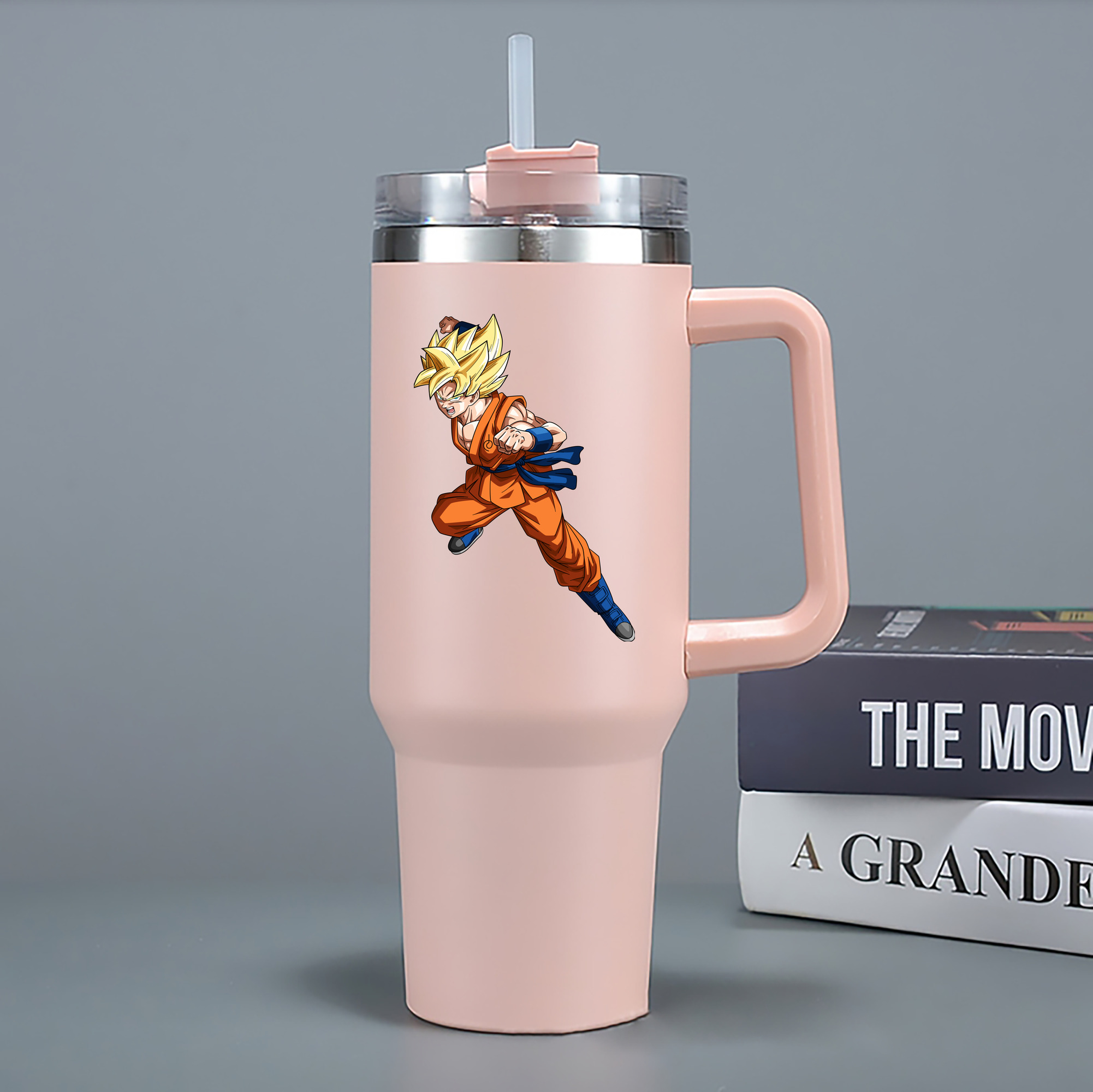 （画像用） ドラゴンボール 孫悟空（そん ごくう）Son Goku カカロット DRAGON BALL Kakarotto 1200mL車用タンブラー - クリスタルステッカー（プラスチックストロー付き）